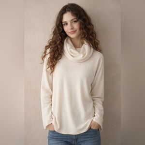 Vince Cashmere Cowl Neck Sweater Small Oversized Luxe Soft Girl Layers Ivory